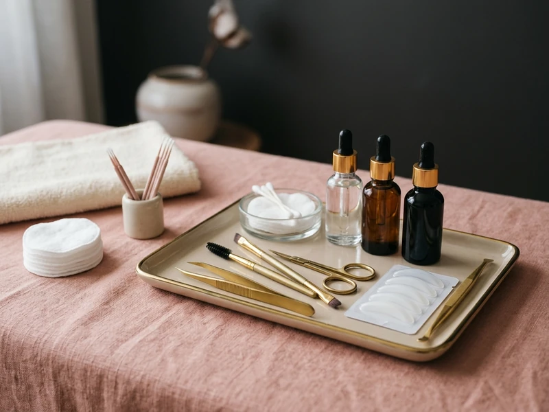 Beauty treatment tray prepared at Lumé Hair & Beauty's studio